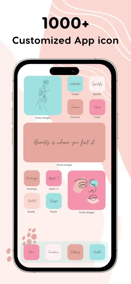 1000+ customizable pastel pink and turquoise app icons for iPhone home screen widget and personalization options