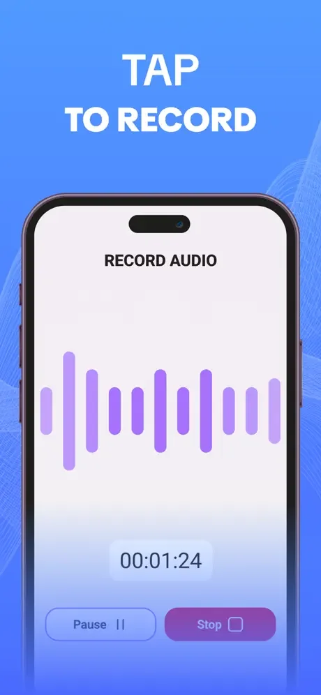 IntelNote voice recording feature with real-time audio waveform visualization and timer for converting speech to notes