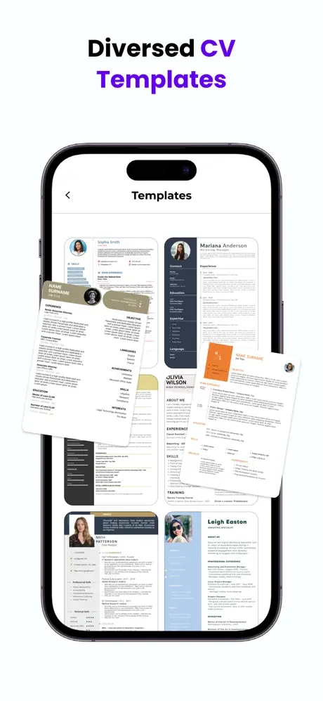 Resume template gallery showcasing diverse professionally designed CV templates with multiple layout and style options