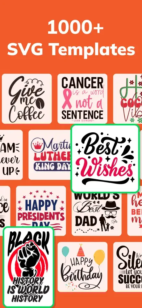 1000+ SVG Templates collection featuring holiday, motivational, coffee, and awareness vector designs for creators
