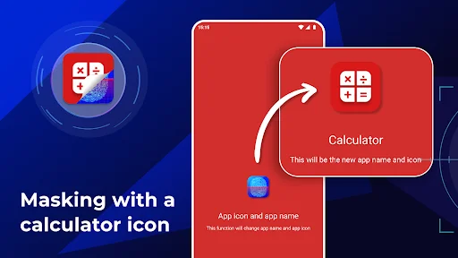 App masking feature allowing disguise apps with Calculator icon to hide real app identity on device