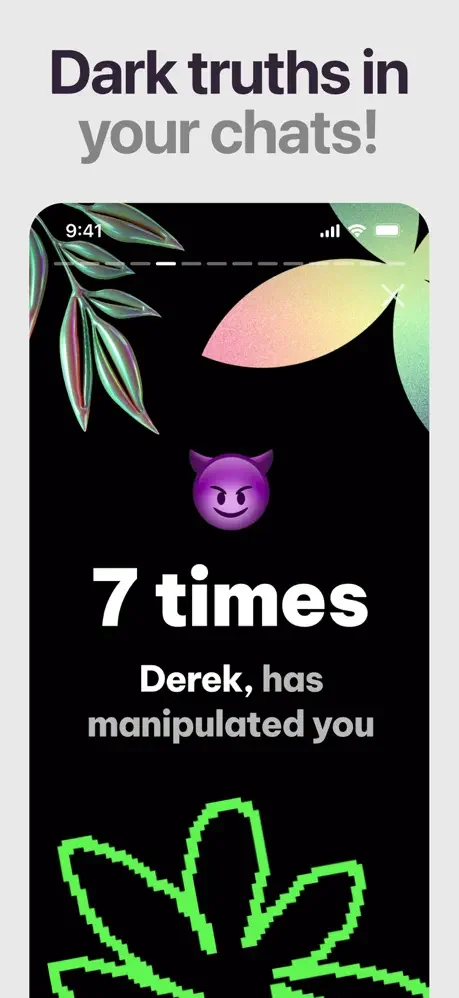 AI analysis revealing 7 detected instances of manipulation in chat history with relationship insights