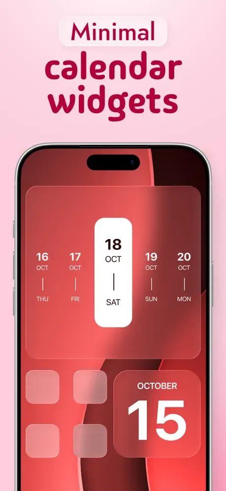 Minimal red calendar widgets displaying October dates in clean simple design on gradient background theme