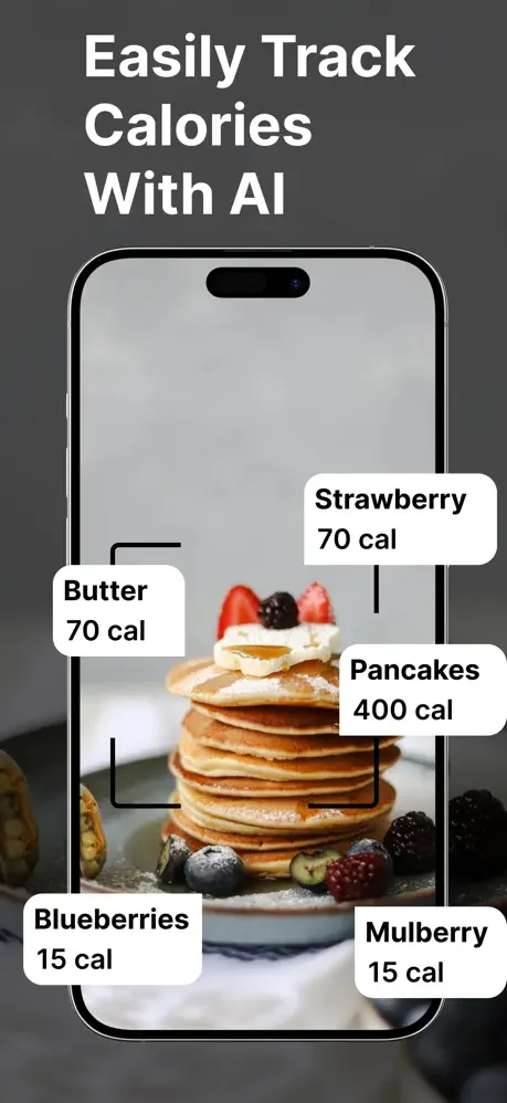 Calorie AI automatically detects and labels breakfast foods with calorie counts using AI food recognition technology