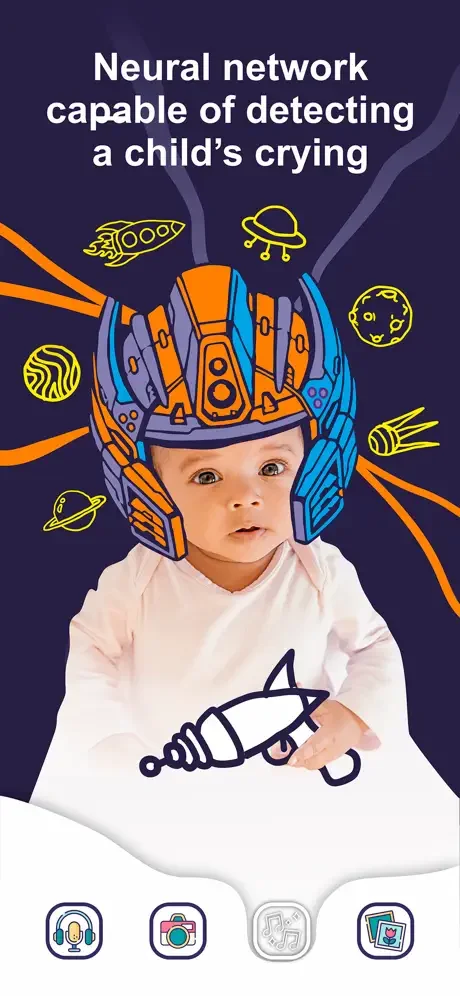 AI-powered baby monitoring app with neural network cry detection technology for infant safety