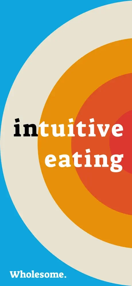 MyTummy: Intuitive Eating app splash screen with colorful concentric circles and wholesome tagline