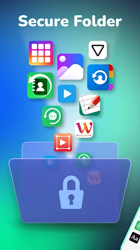 Secure Folder app storage interface displaying collection of hidden app icons protected by lock symbol for secure personalization.