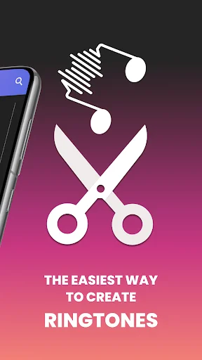 Waveform and scissors icons representing the easiest way to create ringtones using Music Cutter audio editor