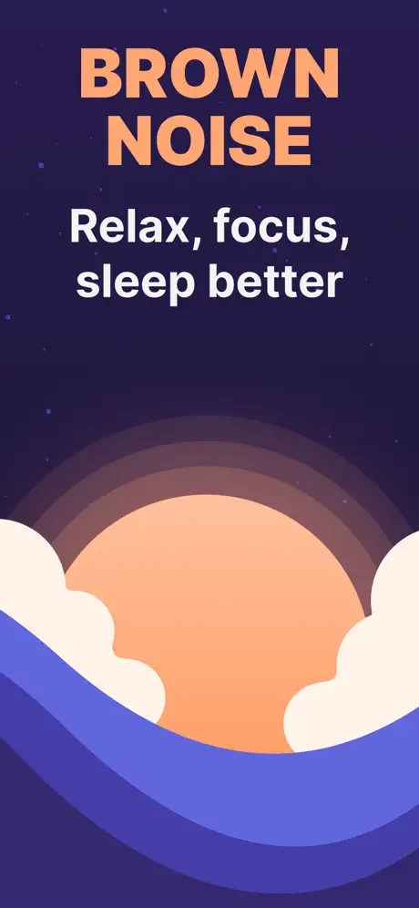 Brown Noise feature promoting relaxation, focus, and better sleep quality with warm gradient aesthetic