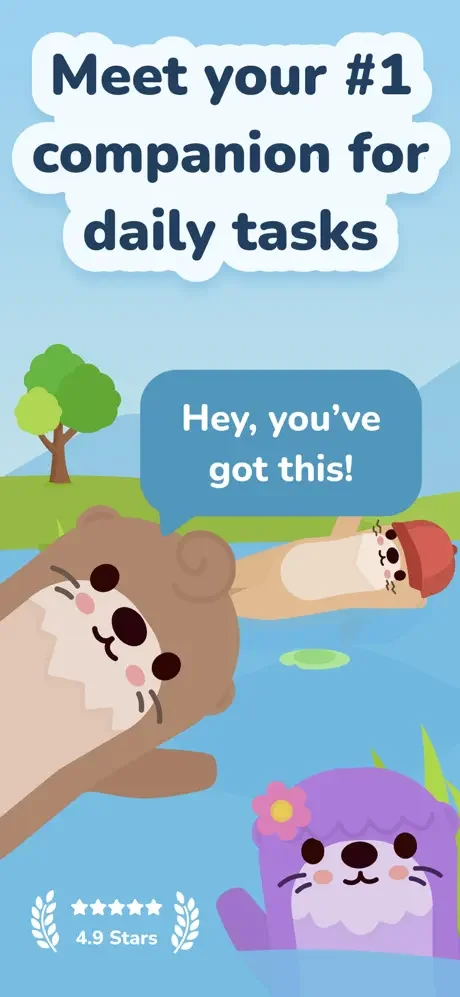Meet Otto: daily tasks virtual pet companion encouraging healthy habits with motivational support messages, rated 4.9 stars
