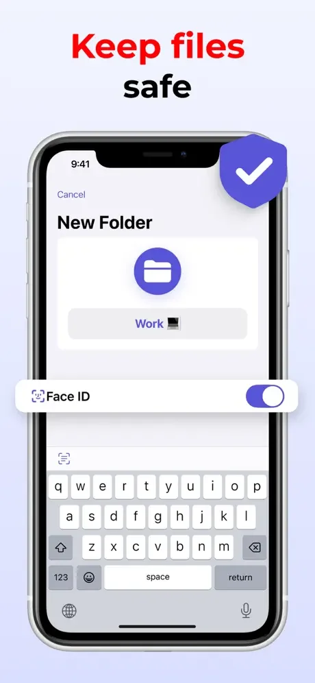 Face ID secured folder creation in Photo to PDF Scanner for organizing and protecting scanned documents safely