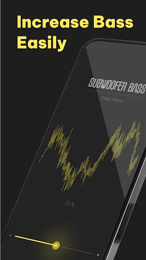 Increase Bass Easily view with audio waveform display and slider control for boosting subwoofer bass frequencies