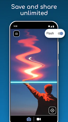 TIME WARP SCAN video effect with light trail distortion and flash toggle control for creating unlimited shareable videos