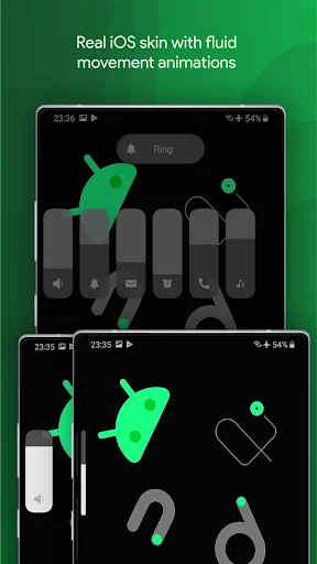 iOS-inspired volume control skin featuring gray rectangular sliders with smooth fluid movement animations